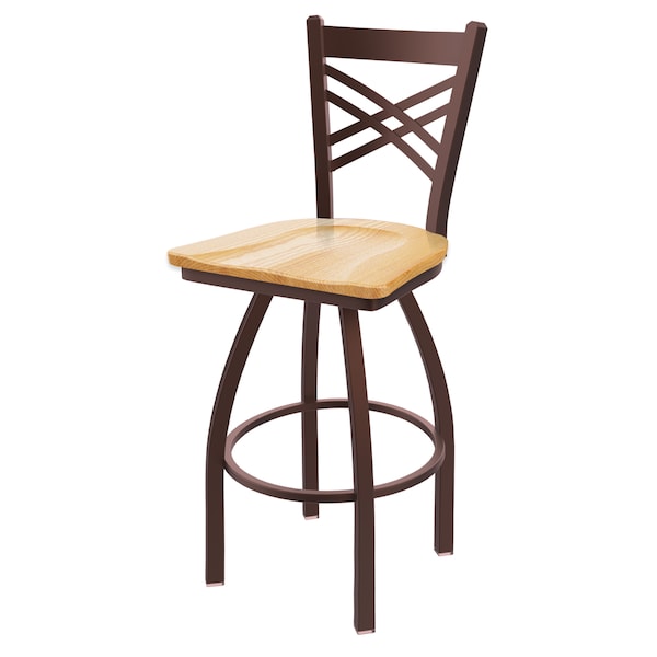25" Swivel Counter Stool, Bronze Finish, Nat Oak Seat